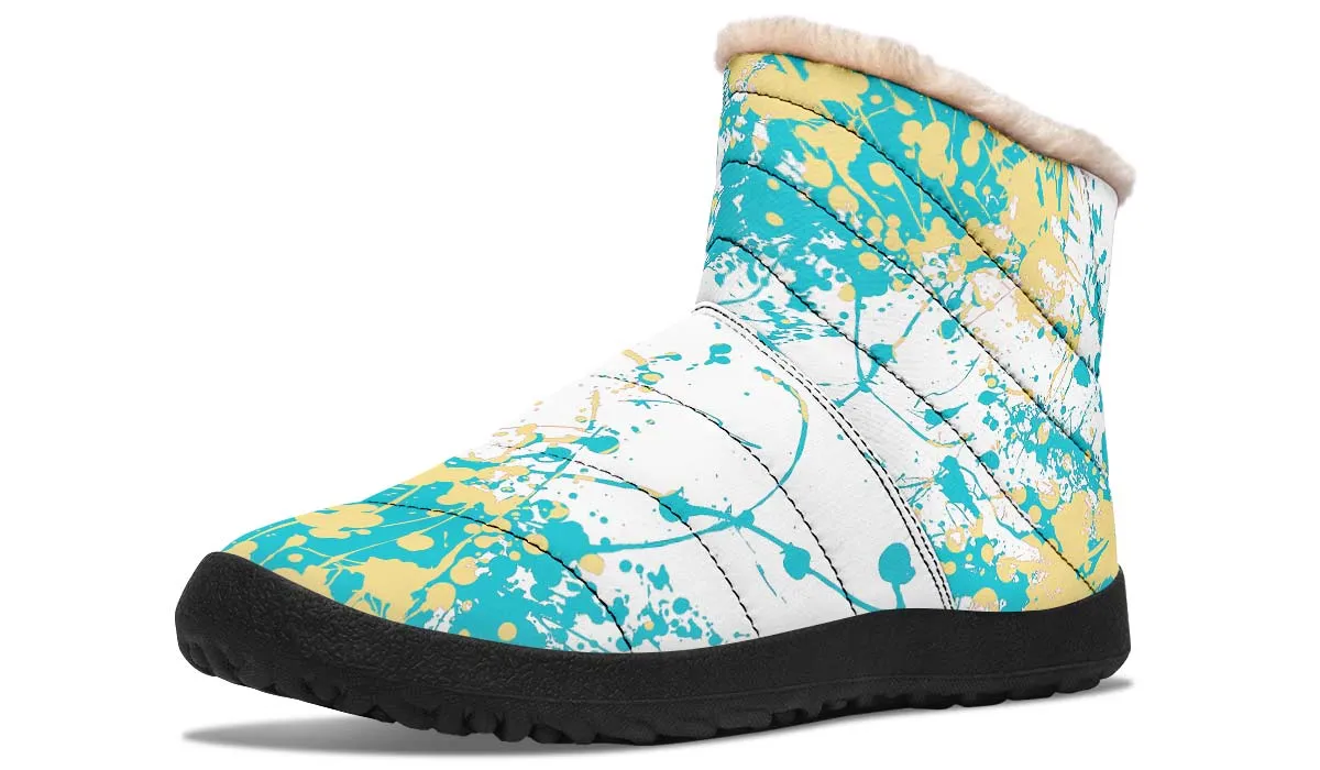 Beige Aqua White Splatter