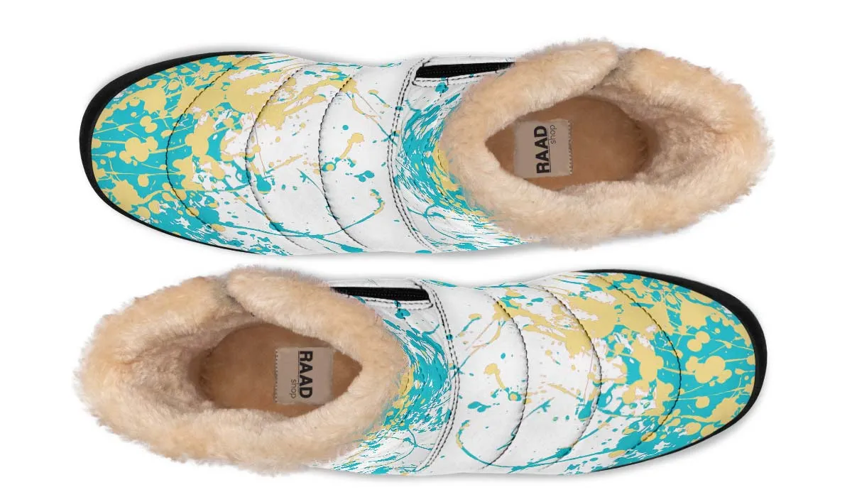 Beige Aqua White Splatter