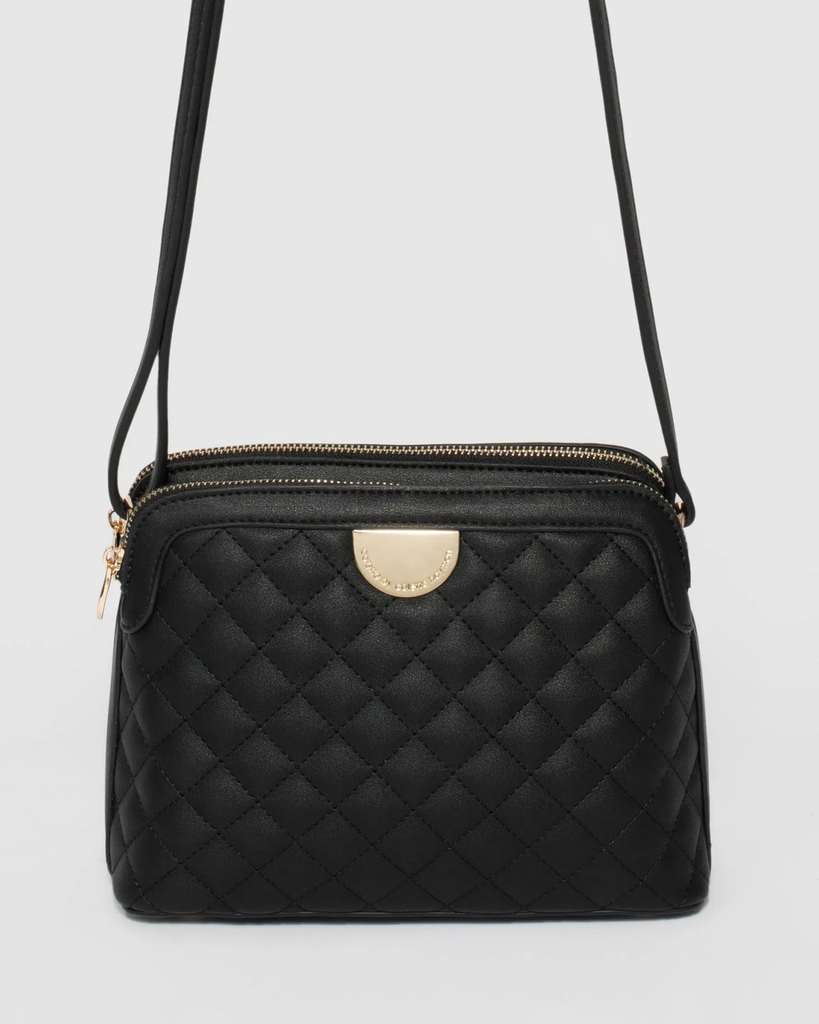 Black Joanna Quilt Crossbody Bag