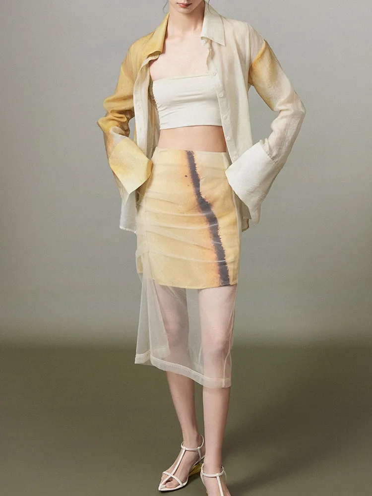 Ciffon Sheer Gradation Darpe Nichi Skirt
