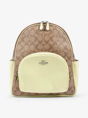 Court Backpack Brown  / Lime Green Coated Canvas