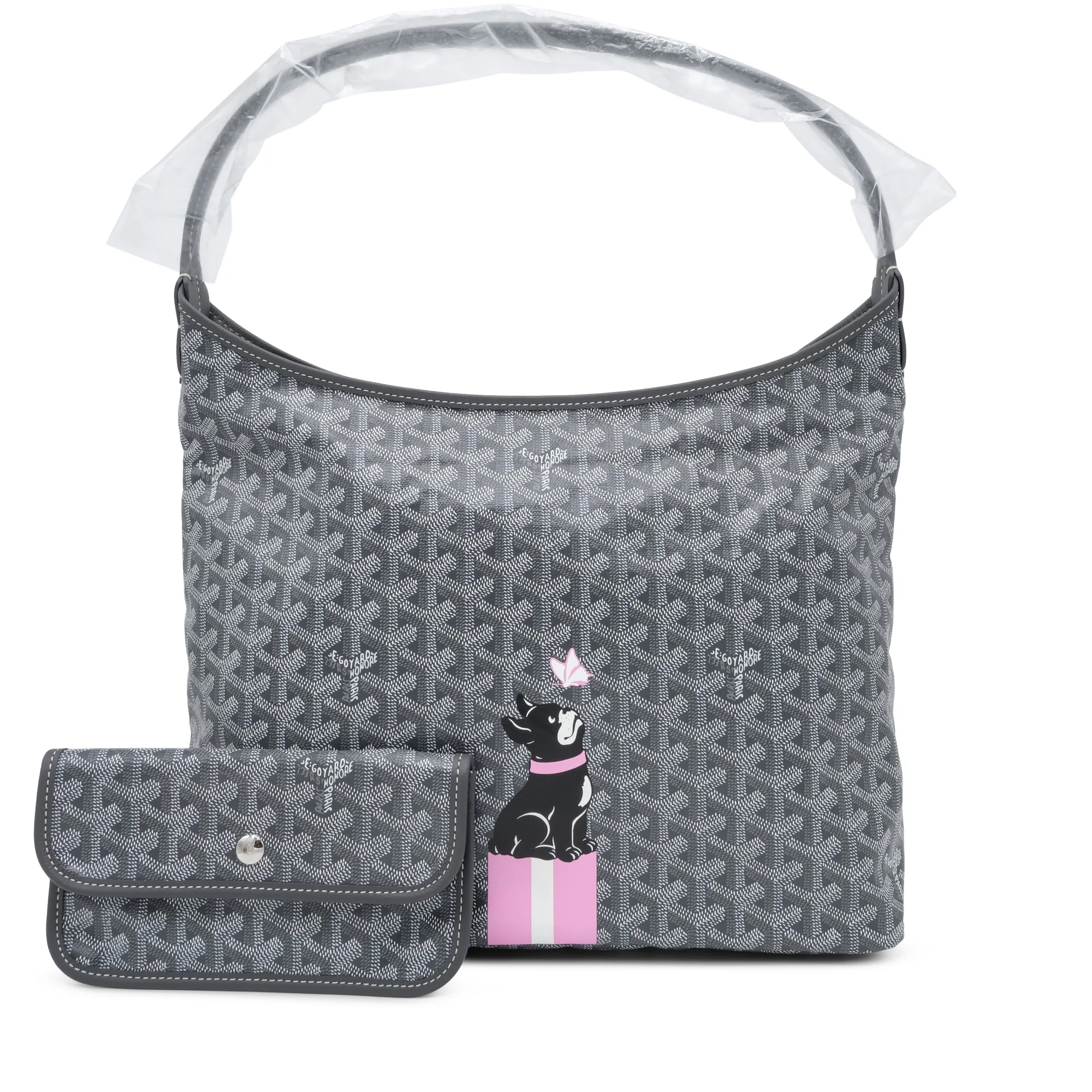 Goyard Grey Goyardine Canvas and Chevroches Calfskin Boheme Hobo Bag