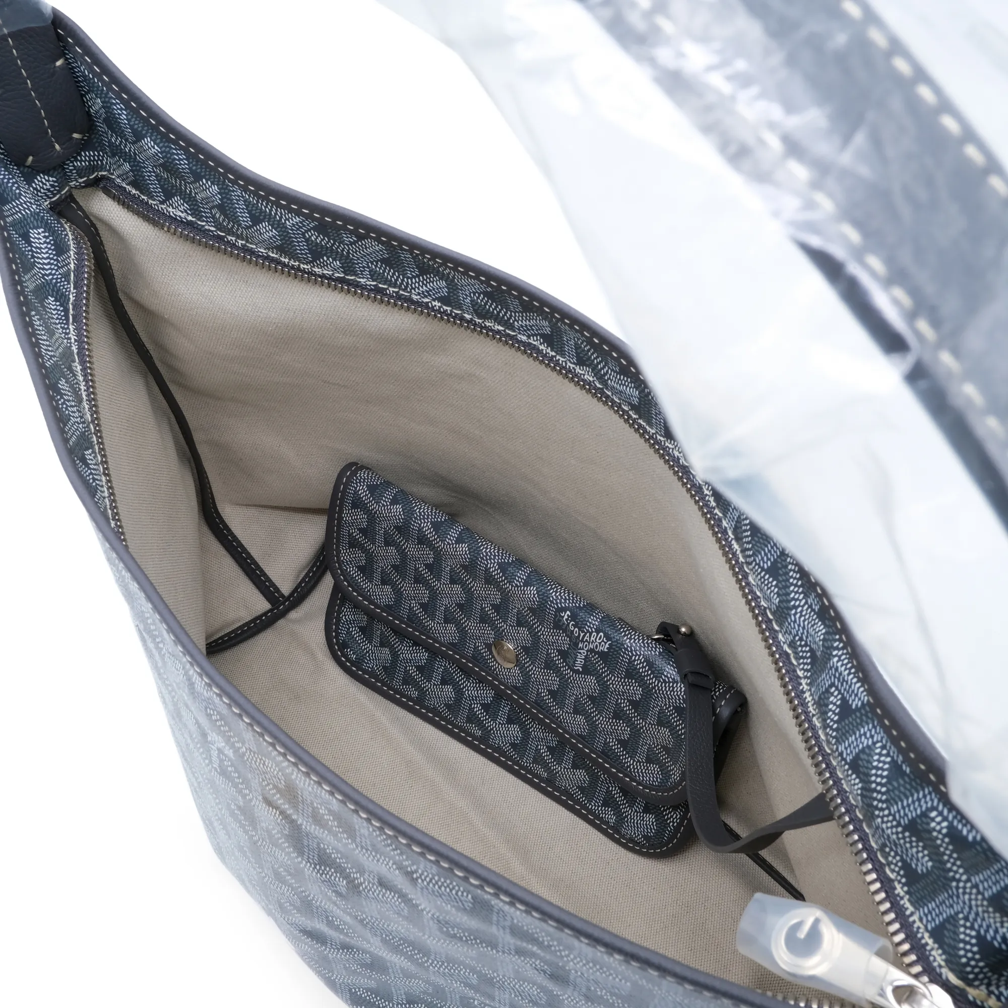 Goyard Grey Goyardine Canvas and Chevroches Calfskin Boheme Hobo Bag