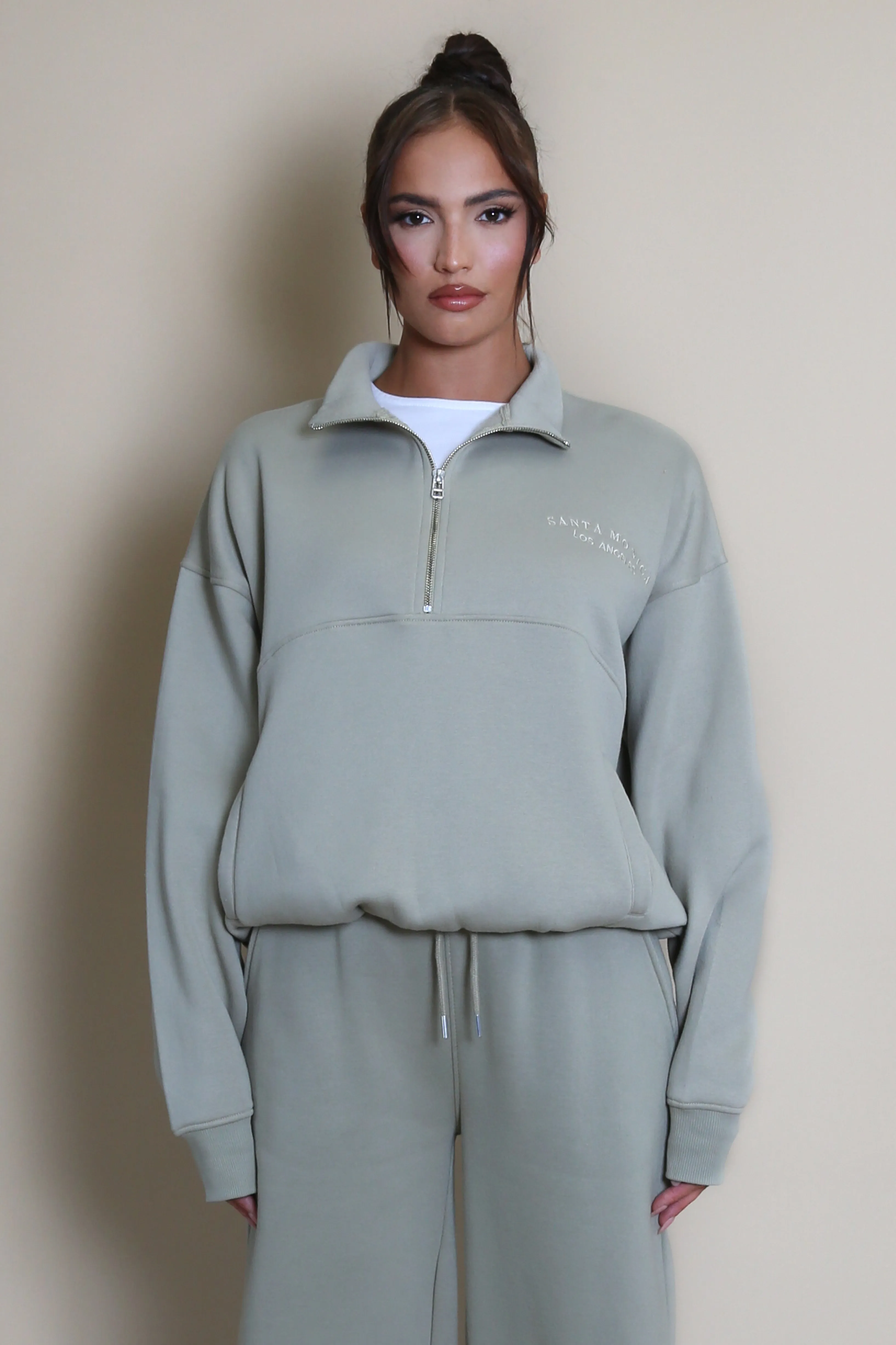 Half Zip Santa Monica Sweatshirt in Sage Green