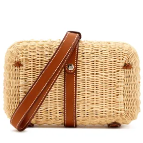 Hermès Fauve Barenia Picnic Wicker Osier Clutch Bag Palladium Hardware, 2017