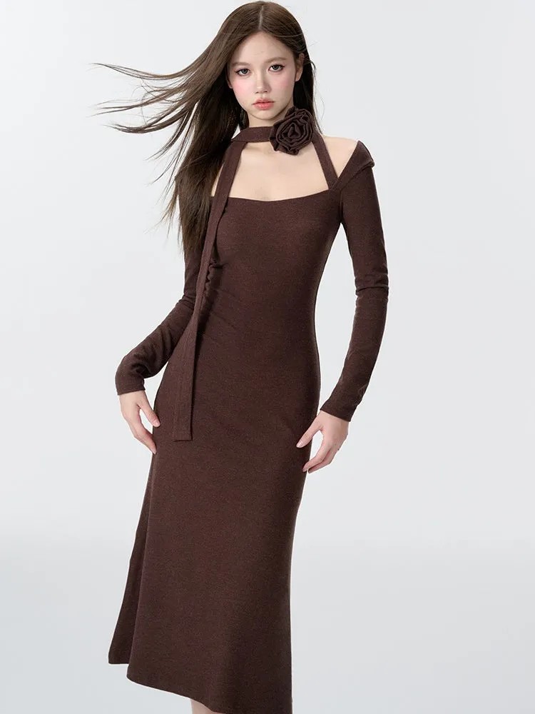 Knitted Décolleté Neck Mermaid Dress