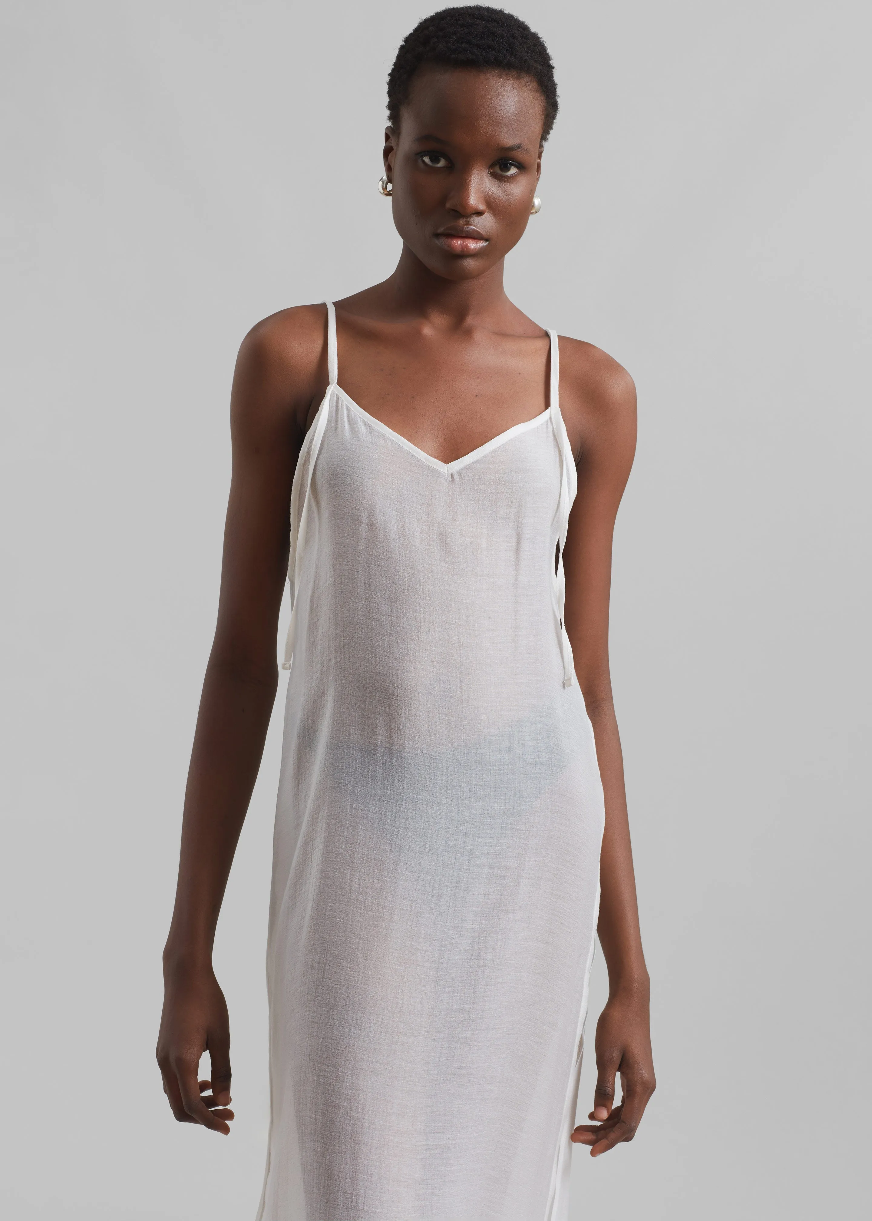 Madeline Sheer Midi Dress - Off White