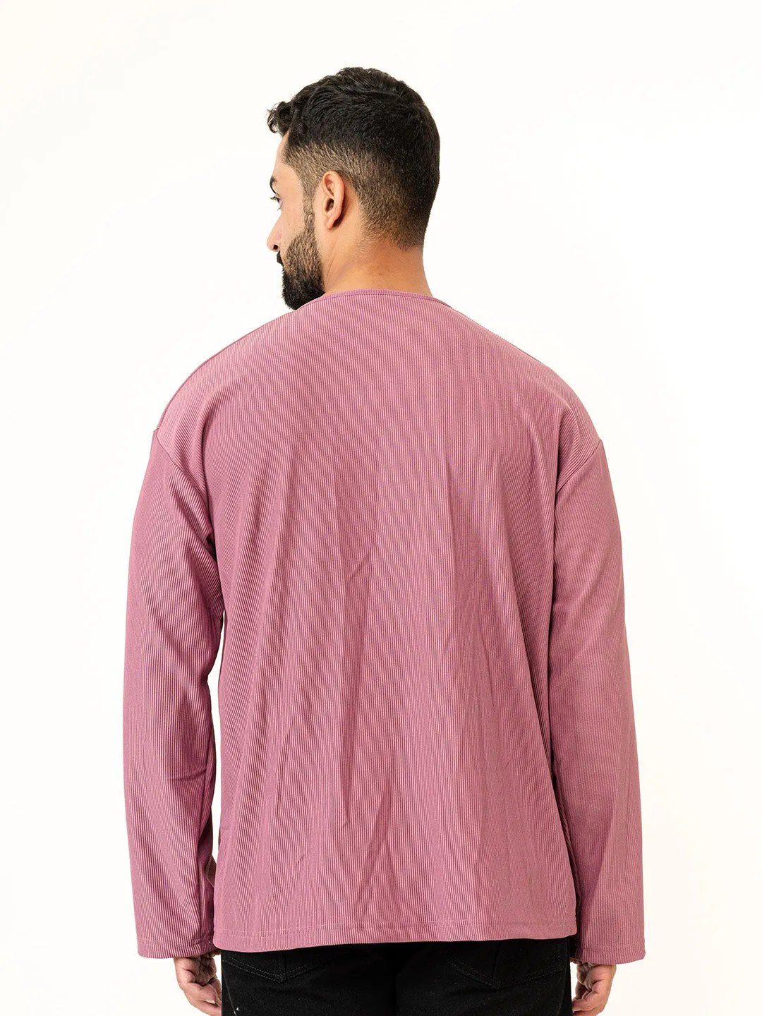 Pink Cord Henley T-Shirt