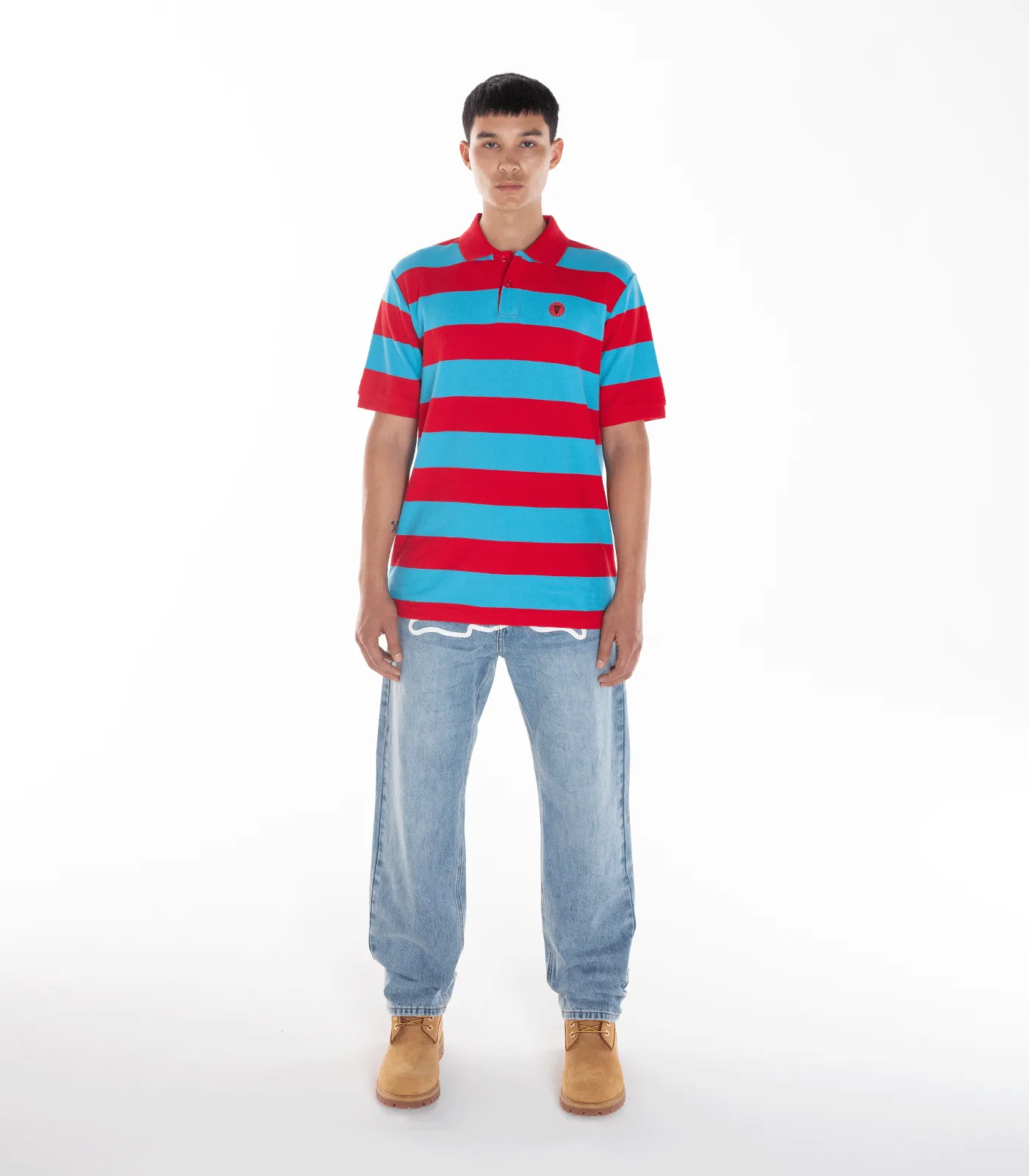 STRIPED POLO SHIRT - RED/BLUE STRIPE
