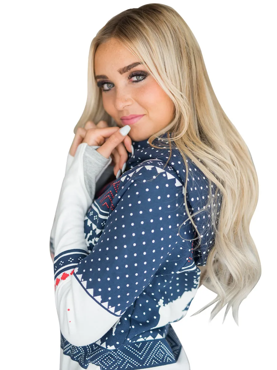 Sweat-shirt à Capuche Imprimé De Nol Bleu