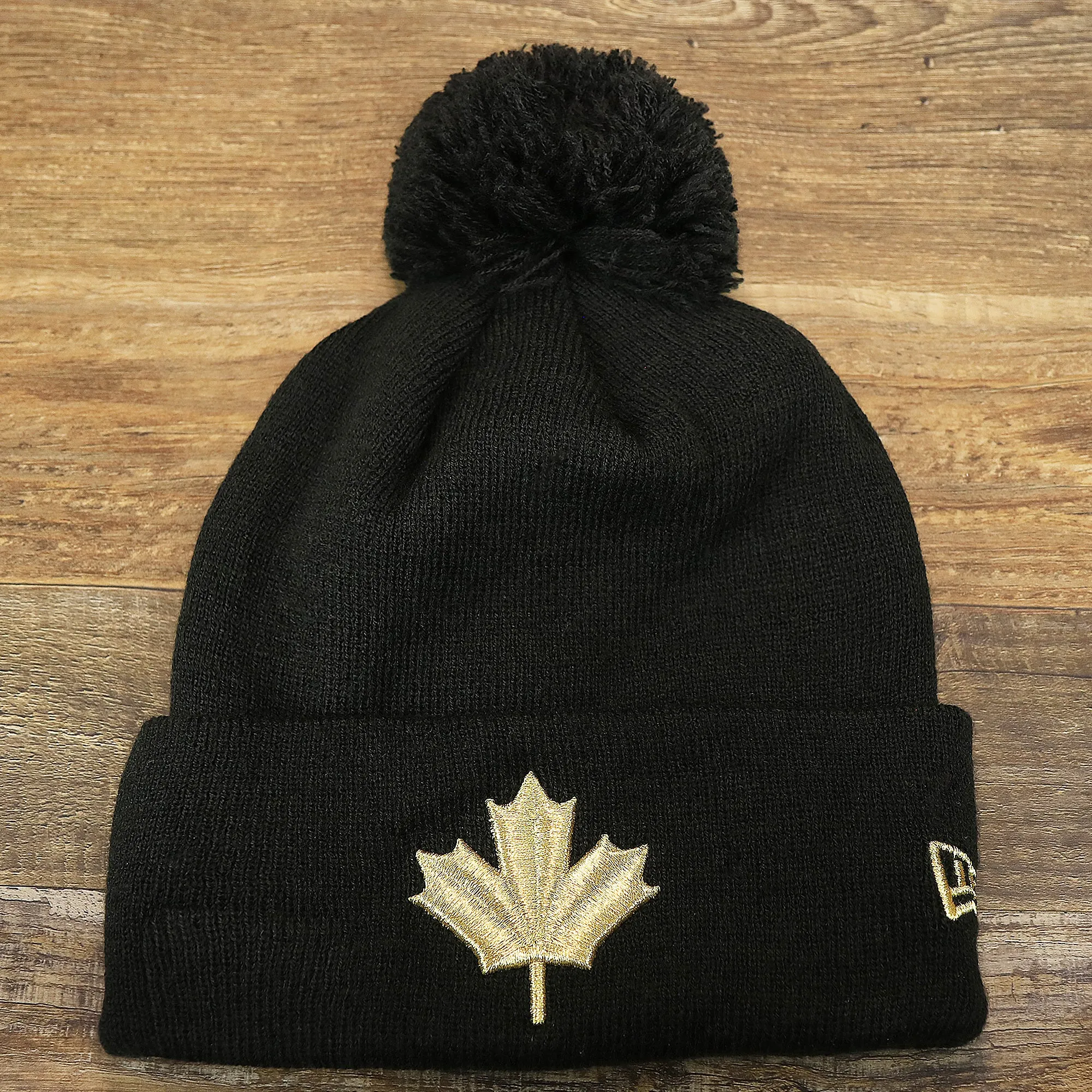 Toronto Raptors NBA City Series Metallic Gold Leaf Winter Beanie | Black Winter Beanie