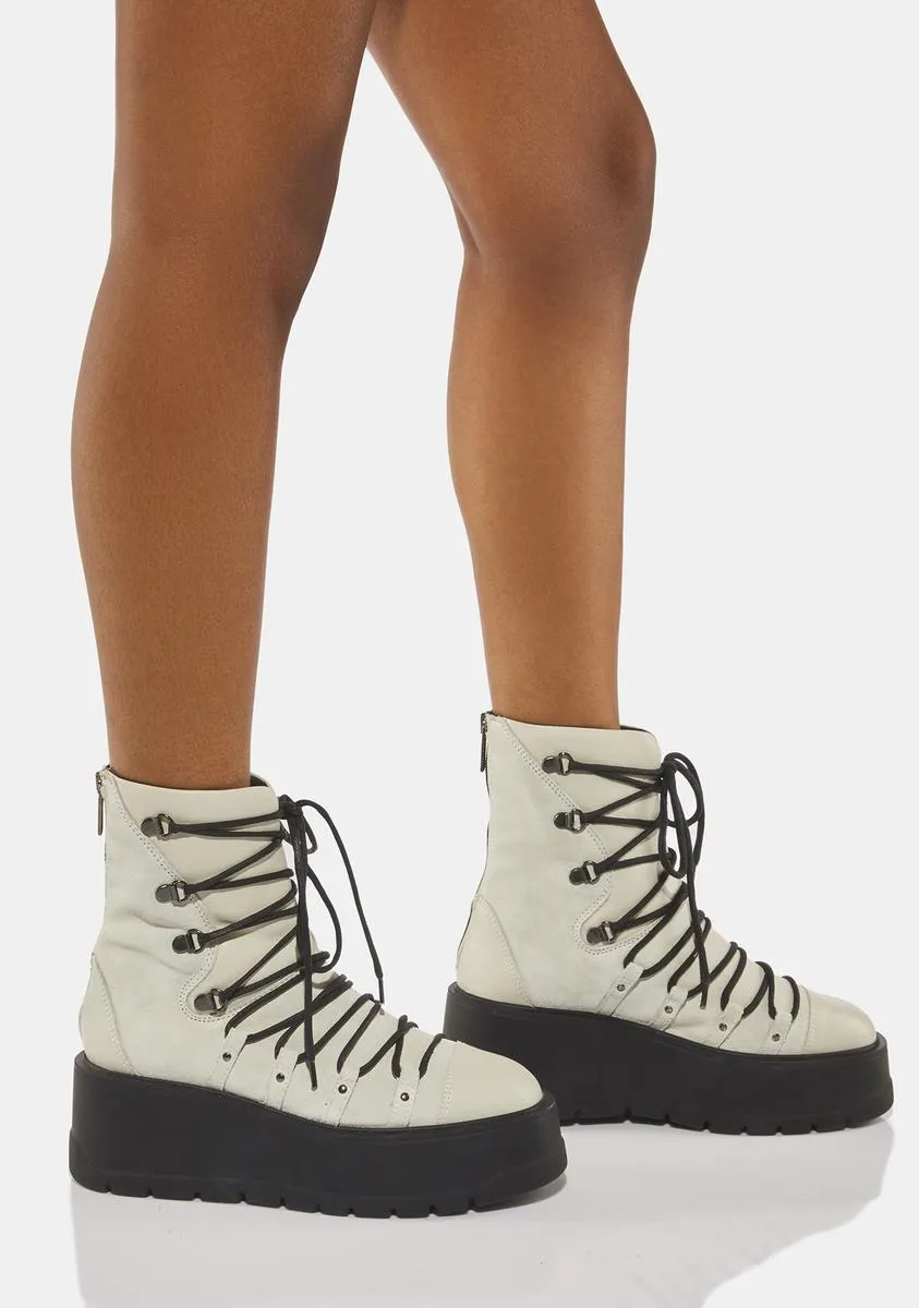 White Simone Wedge Boots-